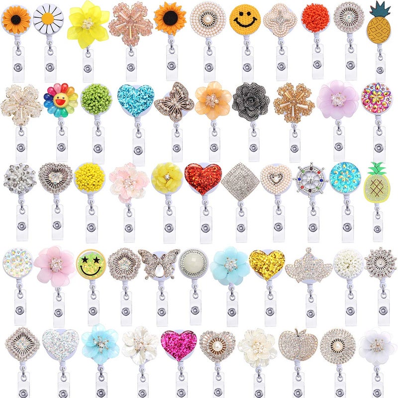Coeufuedy Badge Reel Retractable Badge Holder with Alligator Clip,Nurse Cute Badge Clip for ID Card Holders,24" Wire Cord (Pack of 15 Randomly) - Image 1
